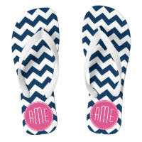 Chevron Pattern met monogram - magenta op de marin