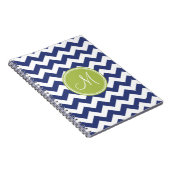 Chevron Pattern met monogram - Navy Limoen Notitieboek (Rechterzijde)