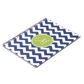 Chevron Pattern met monogram - Navy Limoen Notitieboek (Linkerzijde)