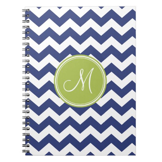 Chevron Pattern met monogram - Navy Limoen Notitieboek (Voorkant)