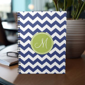 Chevron Pattern met monogram - Navy Limoen Notitieboek