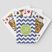 Chevron Pattern met monogram - Navy Limoen Pokerkaarten (Achterkant)