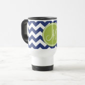 Chevron Pattern met monogram - Navy Limoen Reisbeker (Voorkant links)
