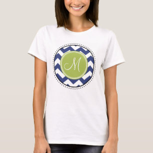 Chevron Pattern met monogram - Navy Limoen T-shirt