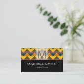 Chevron Pattern Modern Black Monogram #11 Visitekaartje (Staand voorkant)