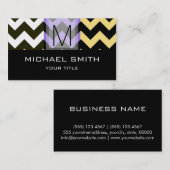 Chevron Pattern Modern Black Monogram #2 Visitekaartje (Voorkant / Achterkant)