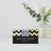 Chevron Pattern Modern Black Monogram #2 Visitekaartje (Staand voorkant)