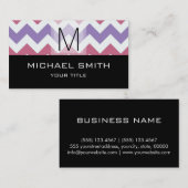Chevron Pattern Modern Black Monogram Visitekaartje (Voorkant / Achterkant)