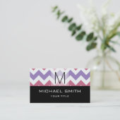 Chevron Pattern Modern Black Monogram Visitekaartje (Staand voorkant)