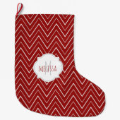 Chevron Pattern Monogram kerstaking Grote Kerstsok (Voorkant)