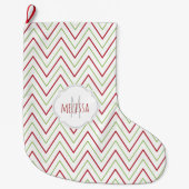 Chevron Pattern Monogram kerstaking Grote Kerstsok (Voorkant)