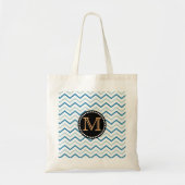 Chevron Pattern Monogram Zee Blue Gray Tote Bag (Voorkant)