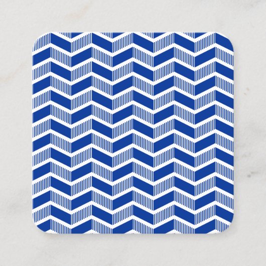 Chevron Pattern - Navy Blue en White Vierkante Visitekaartje (Voorkant)