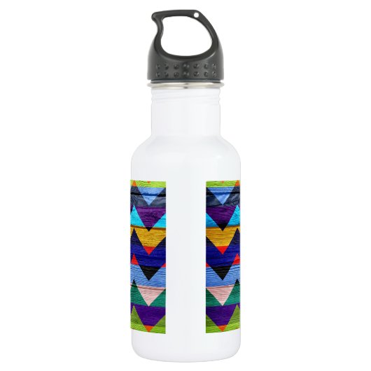 Chevron Pattern on Wood Texture #2 Waterfles (Achterkant)