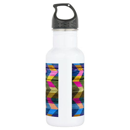 Chevron Pattern on Wood Texture #5 Waterfles (Achterkant)