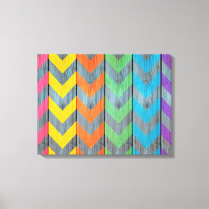 Chevron Pattern on Wood Texture by Shirley Taylor Canvas Afdruk