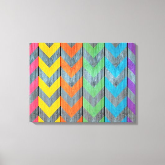 Chevron Pattern on Wood Texture by Shirley Taylor Canvas Afdruk (Voorkant)