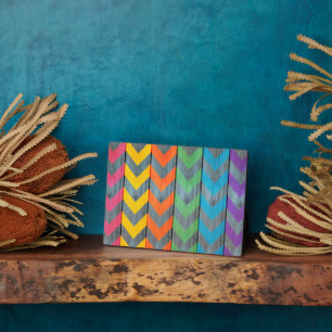 Chevron Pattern on Wood Texture by Shirley Taylor Fotoplaat