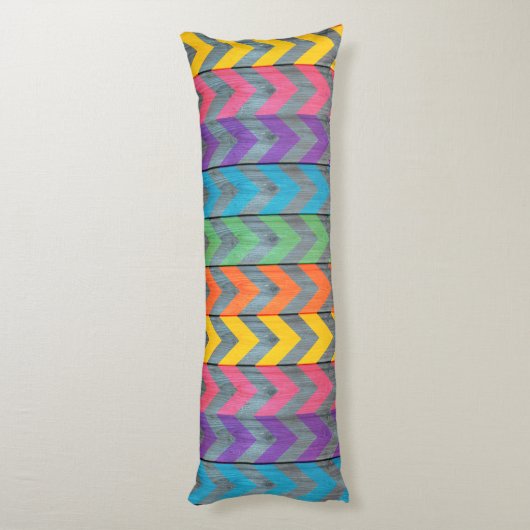 Chevron Pattern on Wood Texture by Shirley Taylor Lichaamskussen (Achterkant (Verticaal))