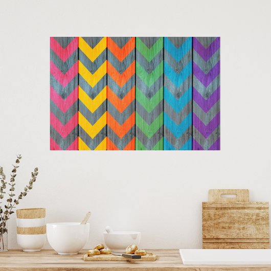 Chevron Pattern on Wood Texture by Shirley Taylor Poster (Keuken)