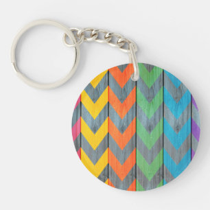 Chevron Pattern on Wood Texture by Shirley Taylor Sleutelhanger