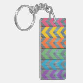 Chevron Pattern on Wood Texture by Shirley Taylor Sleutelhanger (Voorkant Links)