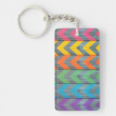 Chevron Pattern on Wood Texture by Shirley Taylor Sleutelhanger (Voorkant)