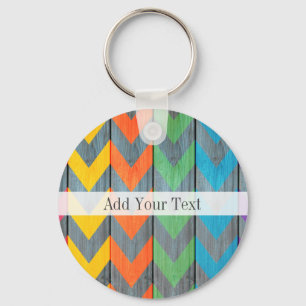 Chevron Pattern on Wood Texture by Shirley Taylor Sleutelhanger