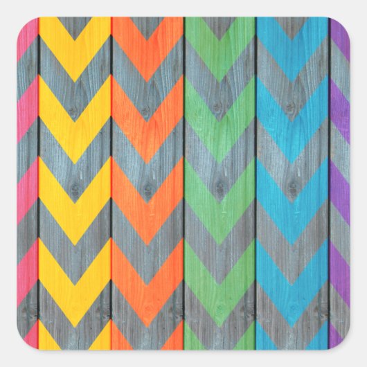 Chevron Pattern on Wood Texture by Shirley Taylor Vierkante Sticker (Voorkant)