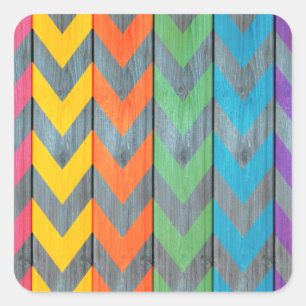 Chevron Pattern on Wood Texture by Shirley Taylor Vierkante Sticker