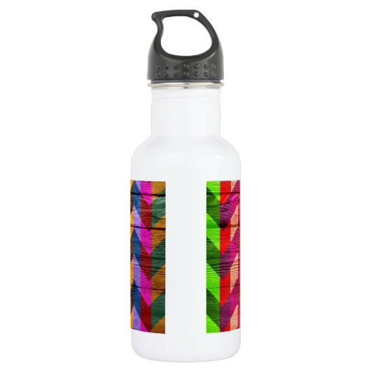 Chevron Pattern on Wood Texture Waterfles (Achterkant)