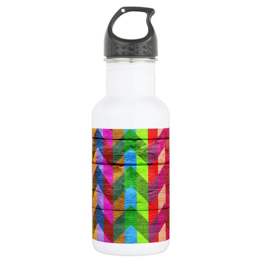 Chevron Pattern on Wood Texture Waterfles (Voorkant)