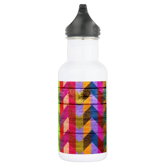 Chevron Pattern on Wood Texture Waterfles (Rechts)