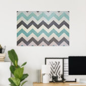 Chevron Pattern op metaal textuur door Shirley Tay Poster (Thuiskantoor)