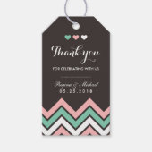 Chevron Pattern Pink and Blue Wedding Gift Label Cadeaulabel (Voorkant)