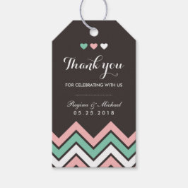 Chevron Pattern Pink and Blue Wedding Gift Label Cadeaulabel