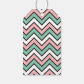 Chevron Pattern Pink and Blue Wedding Gift Label Cadeaulabel (Achterkant)