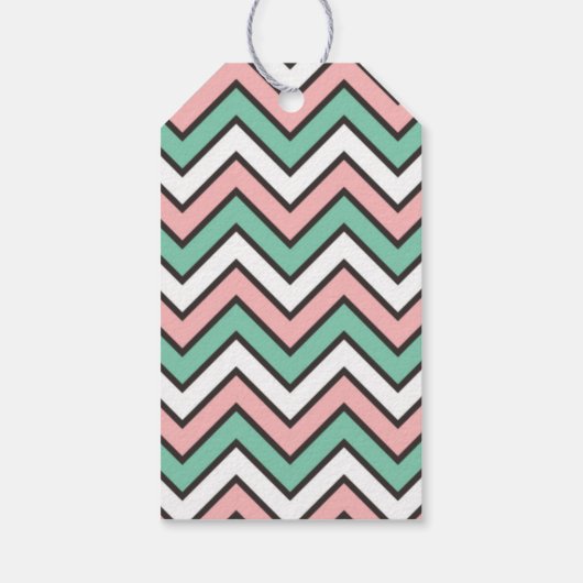 Chevron Pattern Pink and Blue Wedding Gift Label Cadeaulabel (Achterkant)