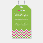 Chevron Pattern Pink and Green Wedding Gift Label Cadeaulabel (Voorkant)