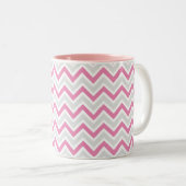 Chevron Pattern Pink & Gray Modern Tweekleurige Koffiemok (Voorkant rechts)