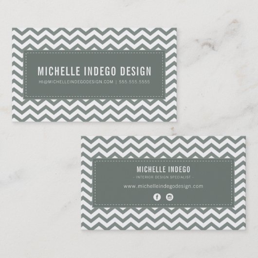 CHEVRON PATTERN preppy modern cool grey Visitekaartje (Voorkant / Achterkant)