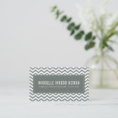 CHEVRON PATTERN preppy modern cool grey Visitekaartje (Staand voorkant)