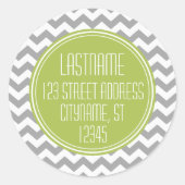 Chevron Pattern Return Address - Limoen Grey Ronde Sticker (Voorkant)