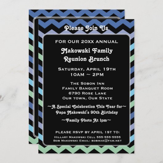Chevron Pattern Reünie, Evenement of Uitnodiging v (Voorkant / Achterkant)