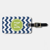 Chevron Pattern Single Monogram - Navy Limoen Bagagelabel (Voorkant horizontaal)