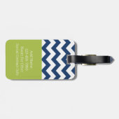 Chevron Pattern Single Monogram - Navy Limoen Bagagelabel (Achterkant horizontaal)