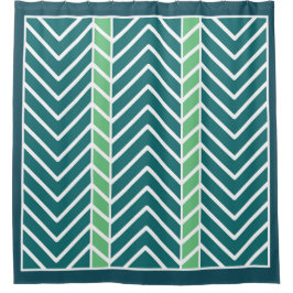 Chevron Pattern Teal Douchegordijn