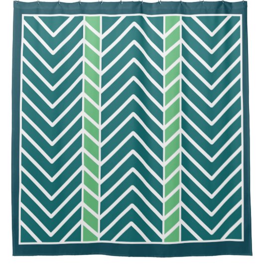 Chevron Pattern Teal Douchegordijn (Voorkant)