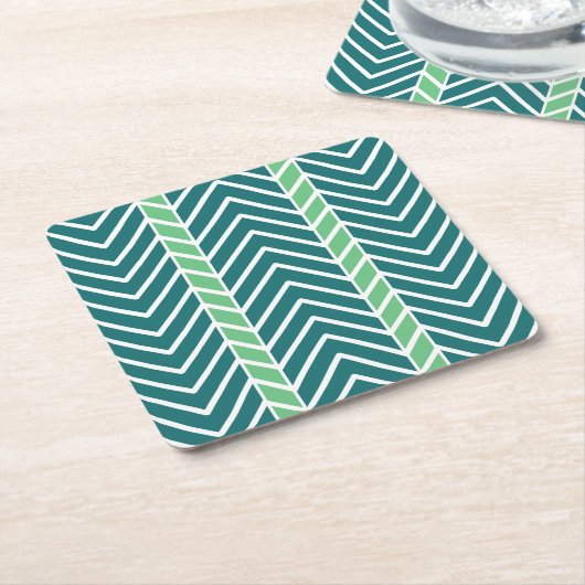 Chevron Pattern Teal Kartonnen Onderzetters (Schuin)