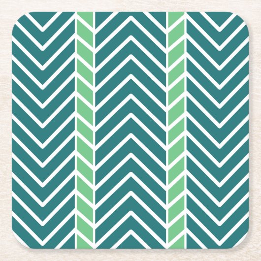 Chevron Pattern Teal Kartonnen Onderzetters (Voorkant)